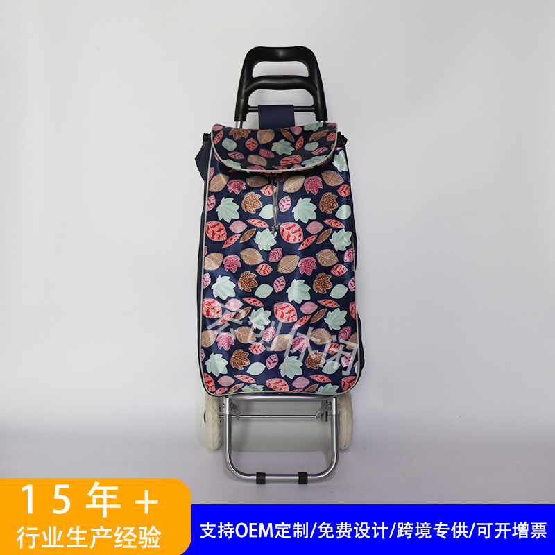 工厂直销新款便携轻便牛头高档牛津花布购物车超市折叠买菜车