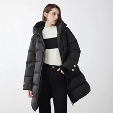 朗*商场同款女装2025冬季新品时尚设计感中长款连帽羽绒服外套