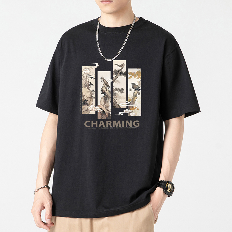 Camiseta de algodón de manga corta para hombres, ropa de verano para hombres, marca de moda para hombres, camiseta de algodón de media manga nueva, ropa de hombre image 9