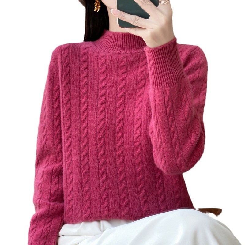 Retro woolen demi-season warm long-sleeve