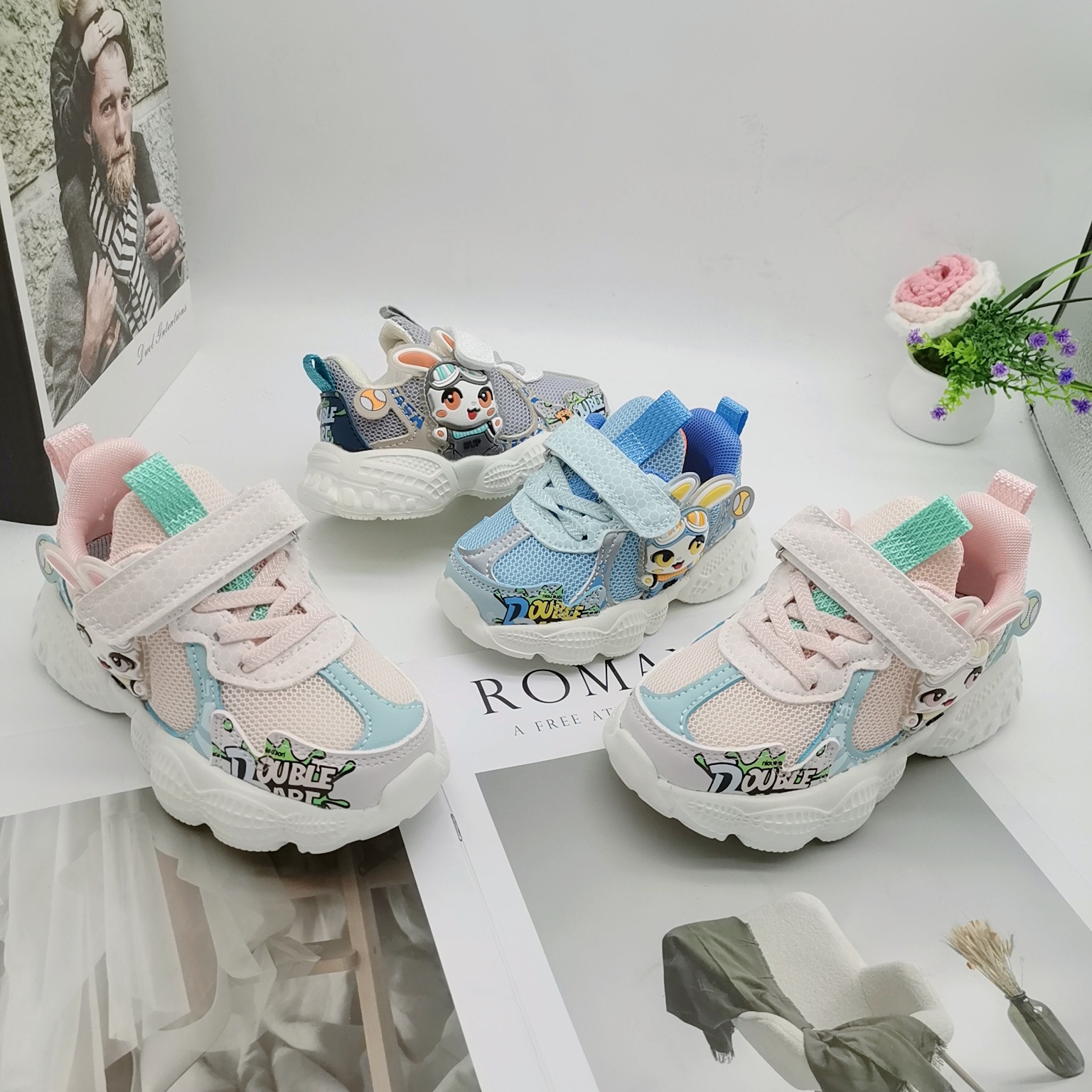 Zapatos de deporte de doble red para niños, otoño 2026, nuevos zapatos de deporte de 3 - 6 años de edad, doble red respirada para correr