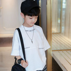 童裝2023夏季男童短袖T恤 兒童半袖上衣洋氣拼接寬鬆中大童體恤潮