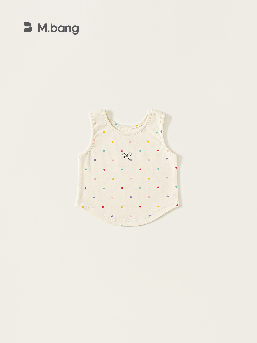 Youbao ropa para niños verano nuevo estilo ropa para niños tops de moda chaleco con lazo color lunares camiseta camisola para niñas