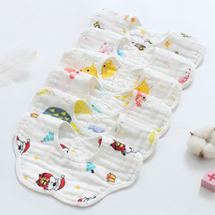 Factory direct sales 6-layer pure cotton gauze petal bib baby plum blossom saliva napkin infant 360-degree rotating rice pocket