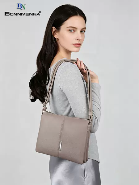 Russian European and American Foreign Trade Cross-Border Ozon Wb Multi-Layer Single-Shoulder Crossbody Commuter Women's Bag, Lightweight Soft Pu with Lychee Texture