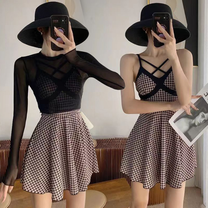 Caliente primavera traje de baño las mujeres puro deseo estilo dulce chica caliente primer amor francés temperamento pequeño cintura apretado vestido verano