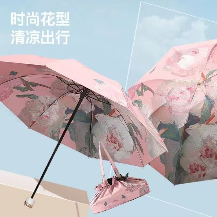 70% off Double-Layer Umbrella, Double-Layer Black-Coated Sun Umbrella, Manual Folding Women's Sunshade Umbrella, Heat Insulation Upf50+ Portable Umbrella