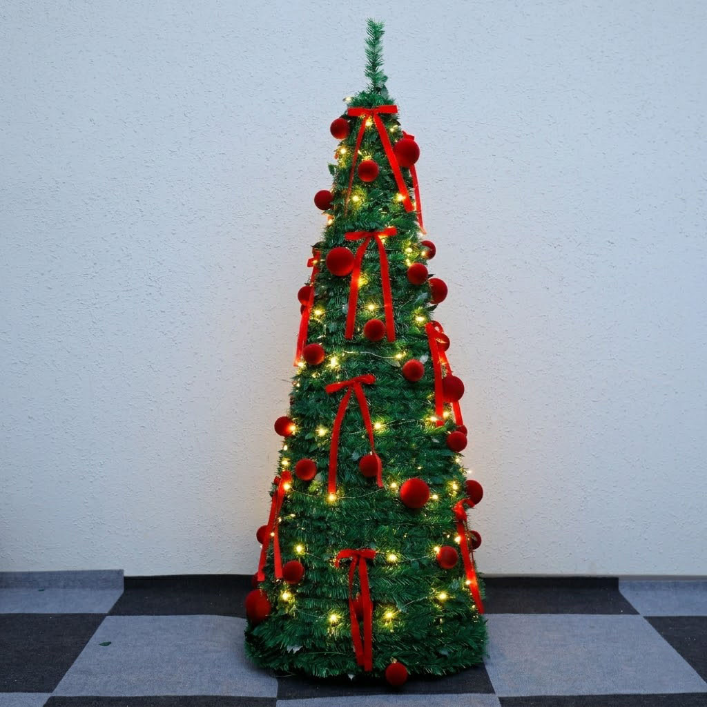 Árbol de Navidad retráctil plegable paquete doméstico decoración de Navidad árbol de torre de PVC 1.8m nuevo solo transfronterizo