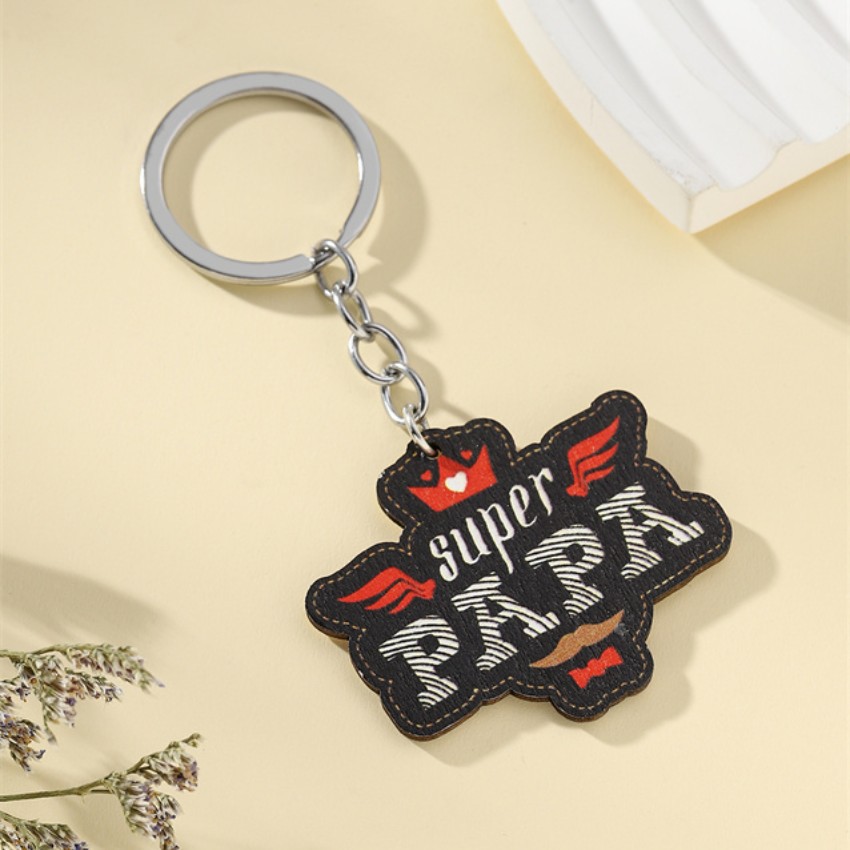 Modern Style Letter Wood Father'S Day Unisex Keychain display picture 4
