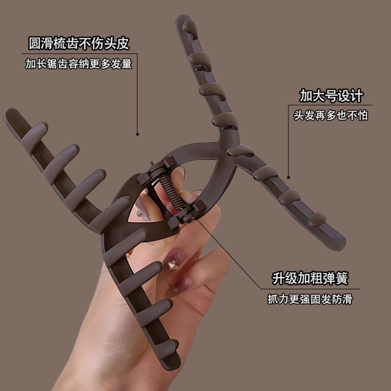 咖色磨砂抓夹女2025年新款发夹后脑勺大号发量多鲨鱼夹子发卡头饰|undefined