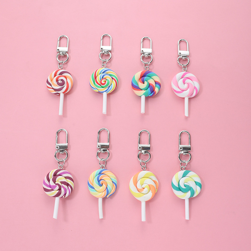 Soft candy lollipop keychain cute cartoon pendant bag girl pendant colorful colorful Lollipop Pendant