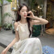 White Seaside Vacation Elegant dress Children Summer 2025 New Tea Break French Waist Neck Strap Long Dress