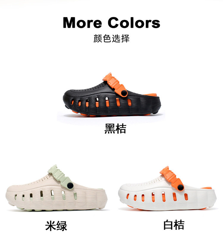 Dép nam kiểu clog mũi kín chống trượt, dép sandal thể thao đi biển và ngoài trời — 918 cam trắng, 918 hồng hoa anh đào trắng, 918 xanh sương mù, 918 xám nhạt xám đậm chi tiết 7