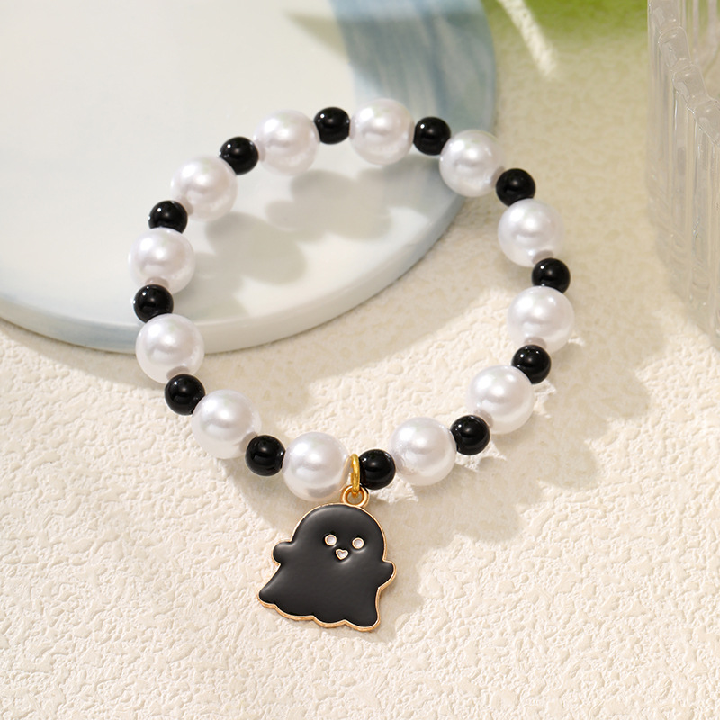 Yunjin nuevo europeo y americano transfronterizo Venta caliente Halloween hecho a mano pulsera de cuentas calabaza fantasma Festival naranja pulsera al por mayor