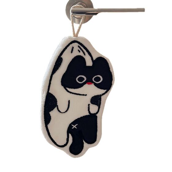 Xiangfeng coral fleece cartoon black cat towel cute small animal absorbent towel thick cloth handkerchief wholesale