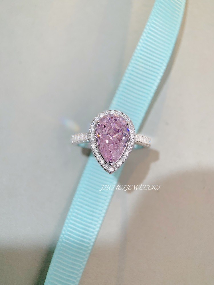 Fashion Water Droplets Sterling Silver Inlay Zircon Rings 1 Piece