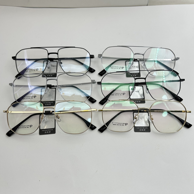 Shenzhen Vintage Metal IP Plating Wide Side Double Beam Large Frame Vintage Juvenile Myopia Glasses Frame Men's and Women's Myopia