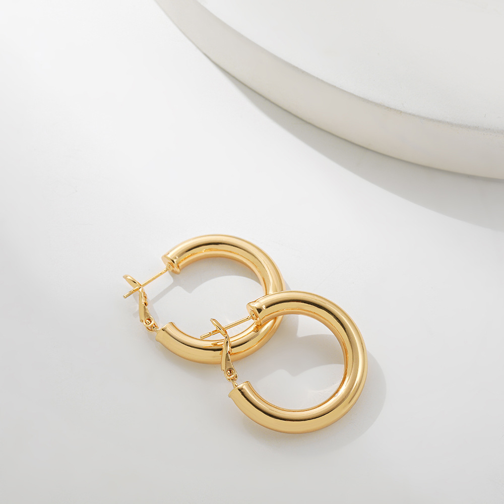 Nihaojewelry Jewelry Wholesale New Alloy Simple Golden Round Earrings display picture 1