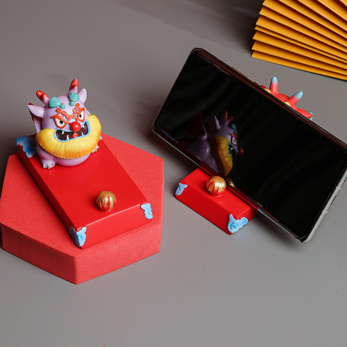 Guochao Dragon Figurine Phone Stand Company Annual Meeting Gift Practical Gift Cultural and Creative 12 Zodiac Dragon Year Gift
