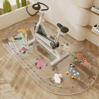 transparent oval treadmill carpet, Avtomobil döşəmə paspasları - hollow-zodiac-collection-day-soft-glass-high-gloss-transparent-oval-70120cm