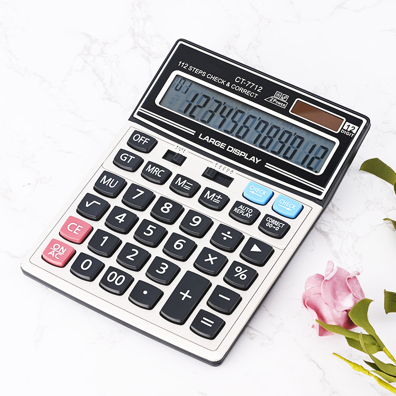 Fábrica al por mayor de 12 dígitos de CT-7712 solar calculadora científica lindo suministros de computadora de oficina financiera