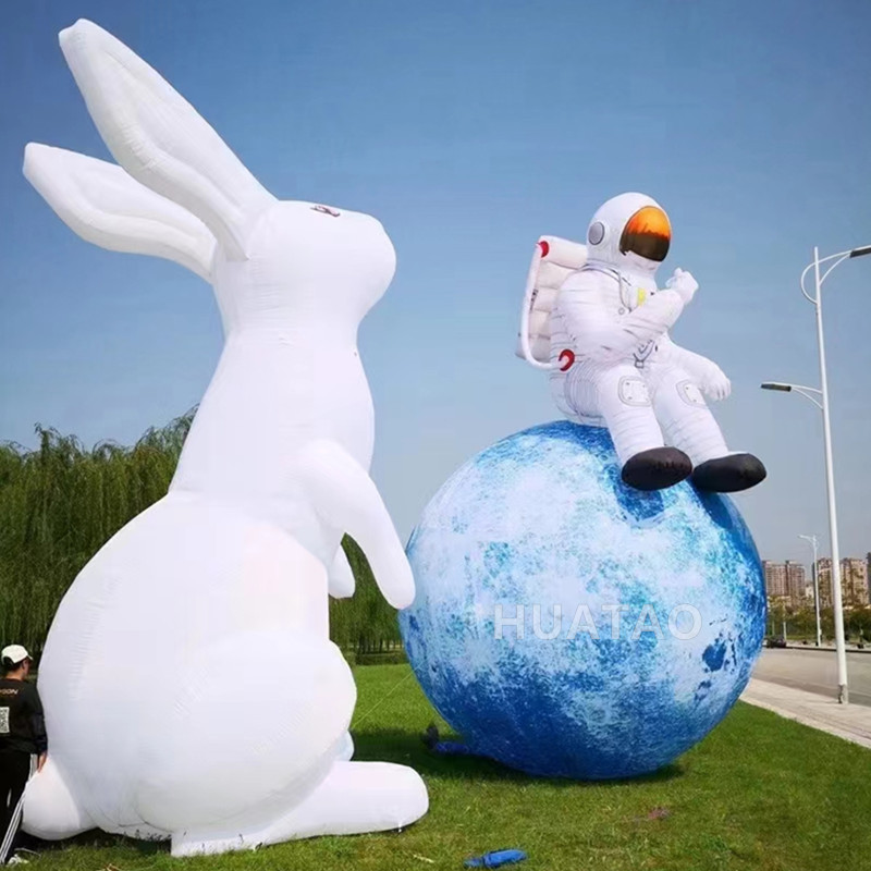 充气卡通雪人圣诞树老人发光月球玉兔花朵动物人物气模造型厂家