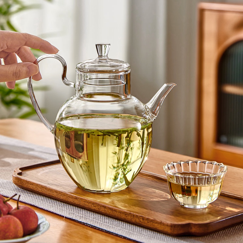 Heat-Resistant Glass Teapot, Imitation Song Dynasty Style, Suitable for Brewing Green Tea, Can Be Used for Cold Brewing with a Filter, Suitable for Brewing Flower Tea, and Can Be Used for Tea Brewing Around the Stove