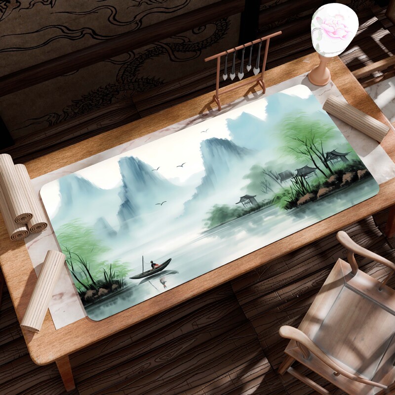 特大古画風景柄マウスパッド、キーボードパッド、特大厚手縁取りオフィスデスクパッド、ワンピース販売|undefined