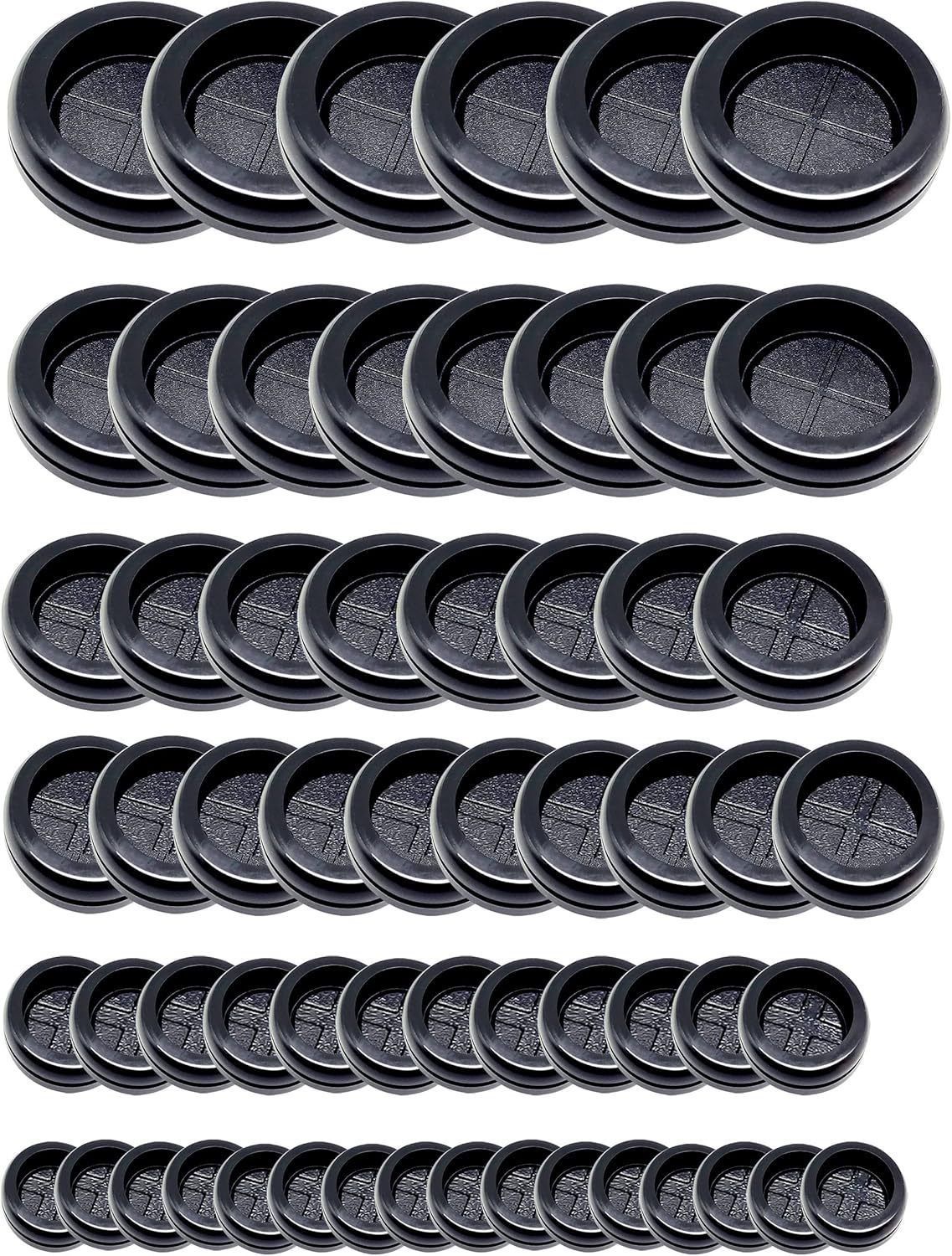 ECUDIS 60 Pieces Rubber Grommet Round Electrical Wire Gasket