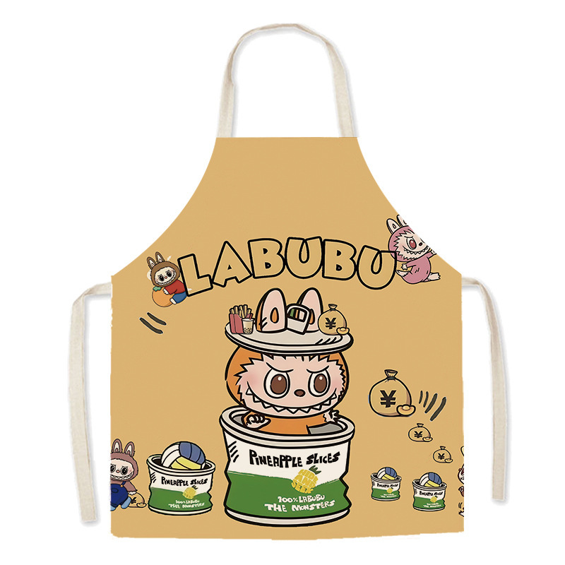 Labubu 漫画生地エプロンベーキングキッチンホームパーソナライズクリエイティブアートギフト防汚カバーオール|undefined