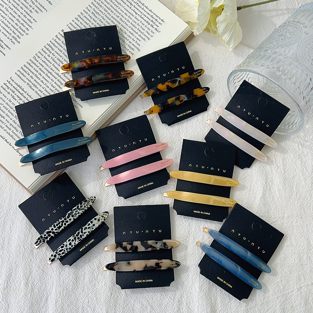 Horquilla de hoja de sauce de ácido acético estándar dorado, clip de flequillo de todo fósforo de moda, clip de una palabra, clip lateral de temperamento elegante, 2 horquillas