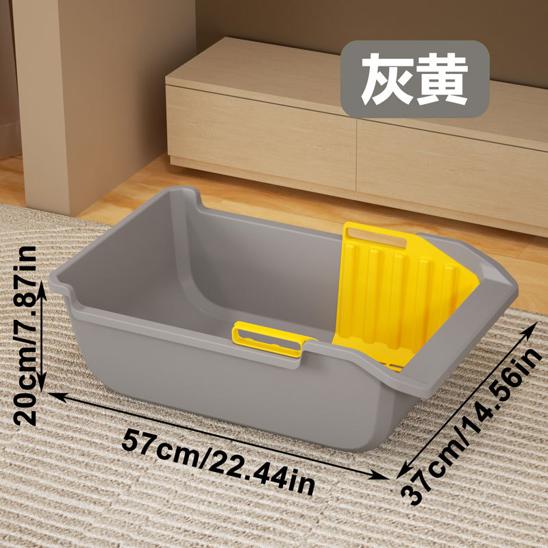 La caja de arena para gatos semicerrada de gran tamaño abierta con valla de elevación inodoro para gatos con pala para evitar salpicaduras externas.