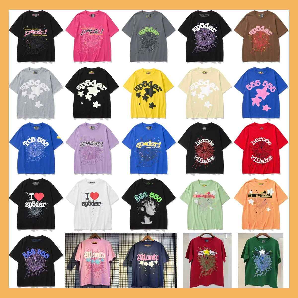 Уличная модная футболка с принтом Sp5der55555, толстовка с капюшоном в одном стиле Young Thug Star для мужчин и женщин