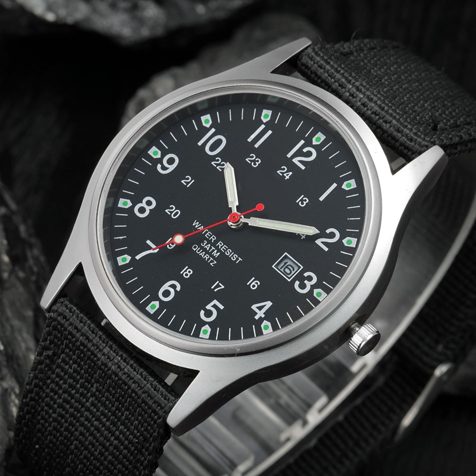 Canvas Strap Men's Watch Luminous Calendar Quartz Watch wish New Watch AliExpress ebay Military Watch Factory Outlet