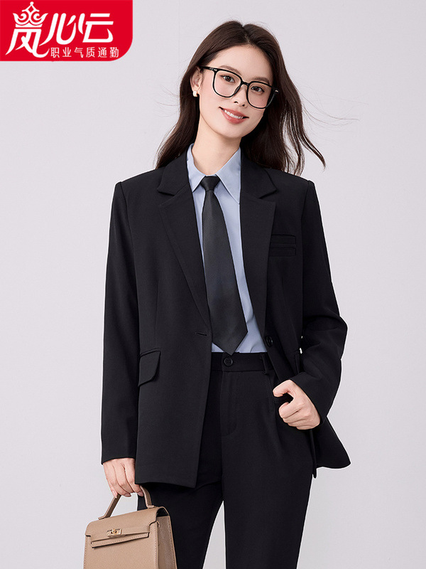 黑色西装外套大学生面试正装收腰女士西服职业轻职场通勤套装9801|undefined