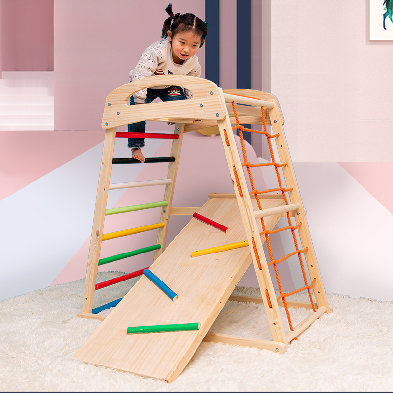 子供の木の登り棚の室内の小型の登りは赤ちゃんの家庭用滑り台のブランコのロッククライミングの組み合わせのおもちゃを鍛えます。|undefined