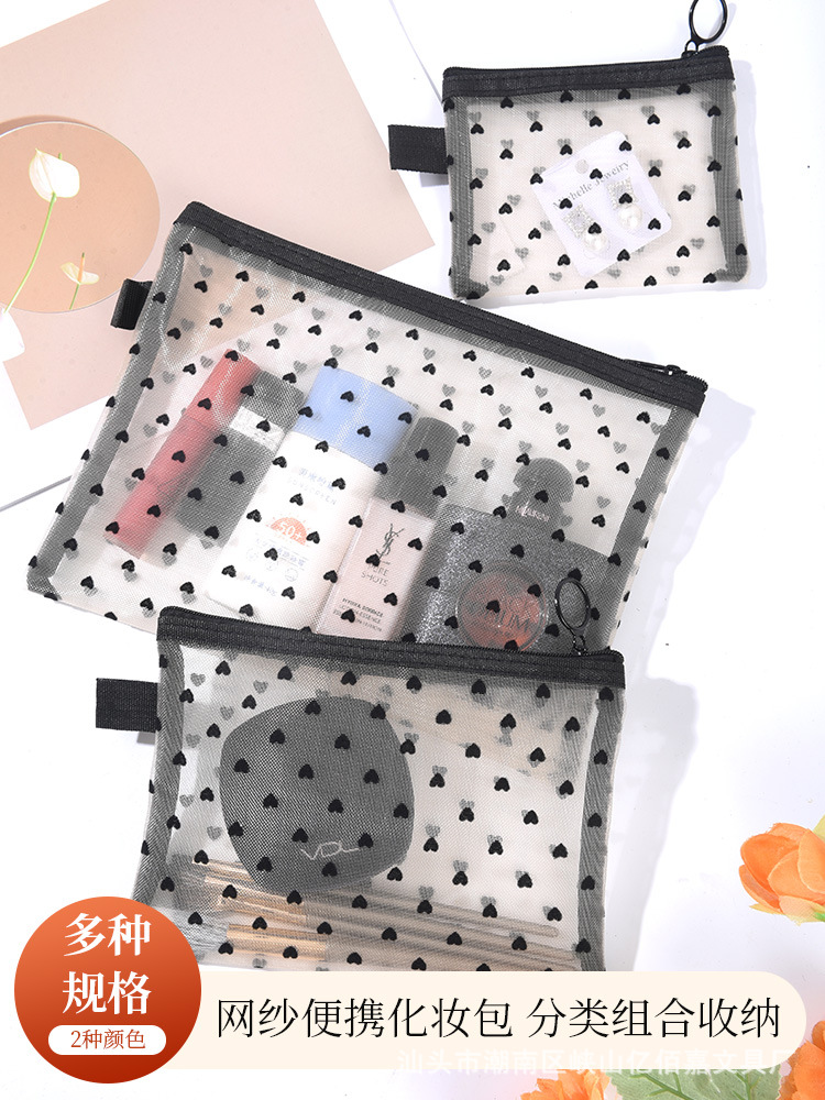 Transparent Mesh Cosmetics Storage Bag Large Capacity Lipstick Organizer Portable Simple Travel Toiletry Pouch Storage Bag
