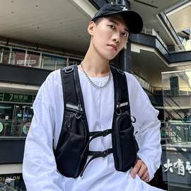 户外骑行荧光马甲包男士背包通勤女士胸前包男女运动款轻量防水