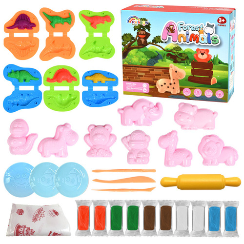 Model toys of forest animals made of wheat-colored polymer clay, suitable for children's kindergarten DIY, ultra-light polymer clay, for boys and girls, baby gifts