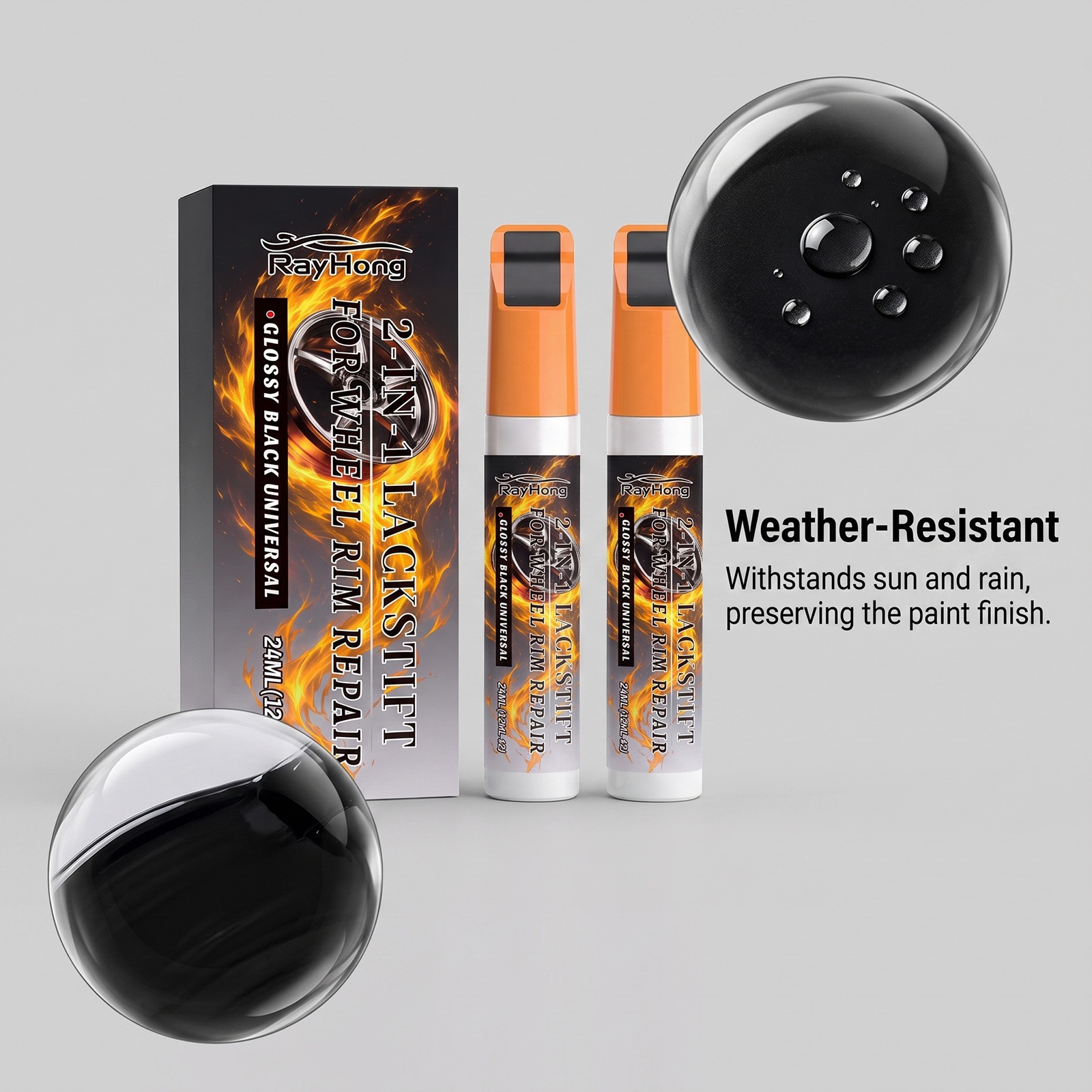 RAYHONG Wheel Scratch Repair Pen - Cleans, Removes Stains, Enhances Shine, Covers Scratches, Prevents Oxidation, Car Beauty and Maintenance