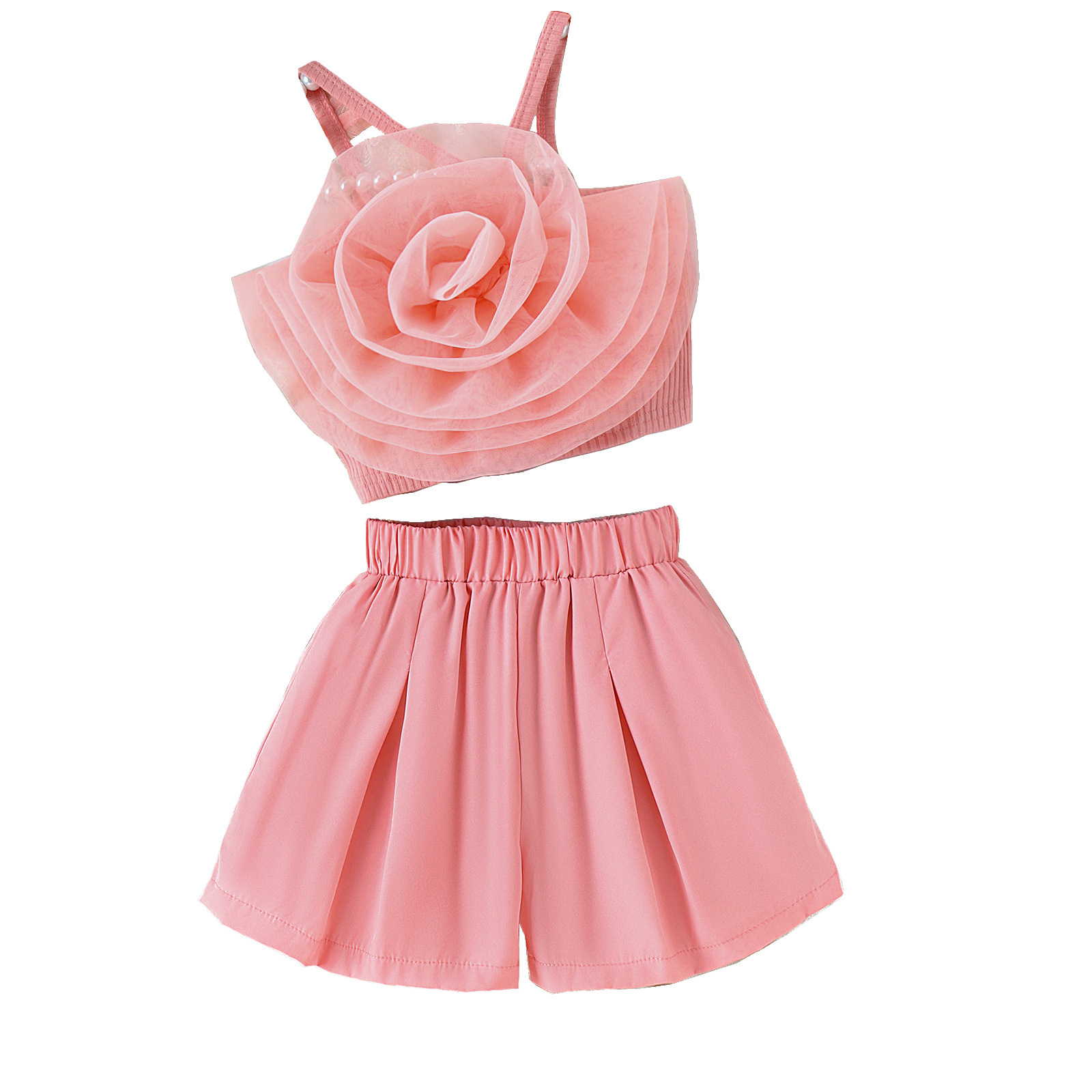 166g Weight Kids Clothing Sets Children's Clothing Type Sleeveless Sleeve Length Cotton Fabric Type Pants Sets Sets Type 2 Pieces Set Quantity Casual, Daily Occasion Collarless Neckline Regular Fit Fit Type Flower Pattern Summer Season Girl'S Gender Elegant Style Elegant Flower Cotton Girls Clothing Sets 24