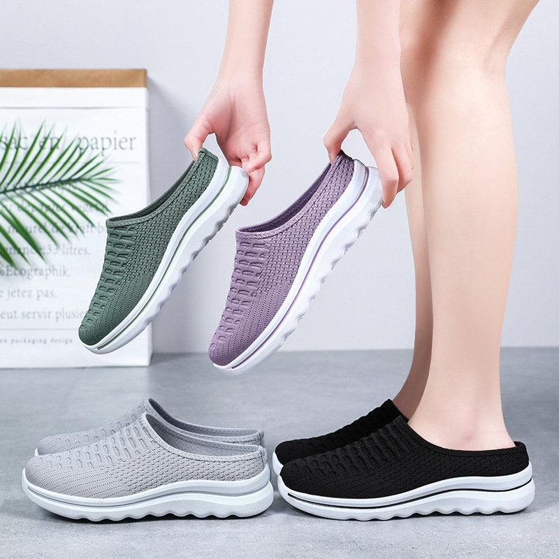Pantuflas zapatos perezosos transpirables de verano para mujer, una suela suave, cómoda y versátil, transpirable y sin olor, zapatos individuales para mujer