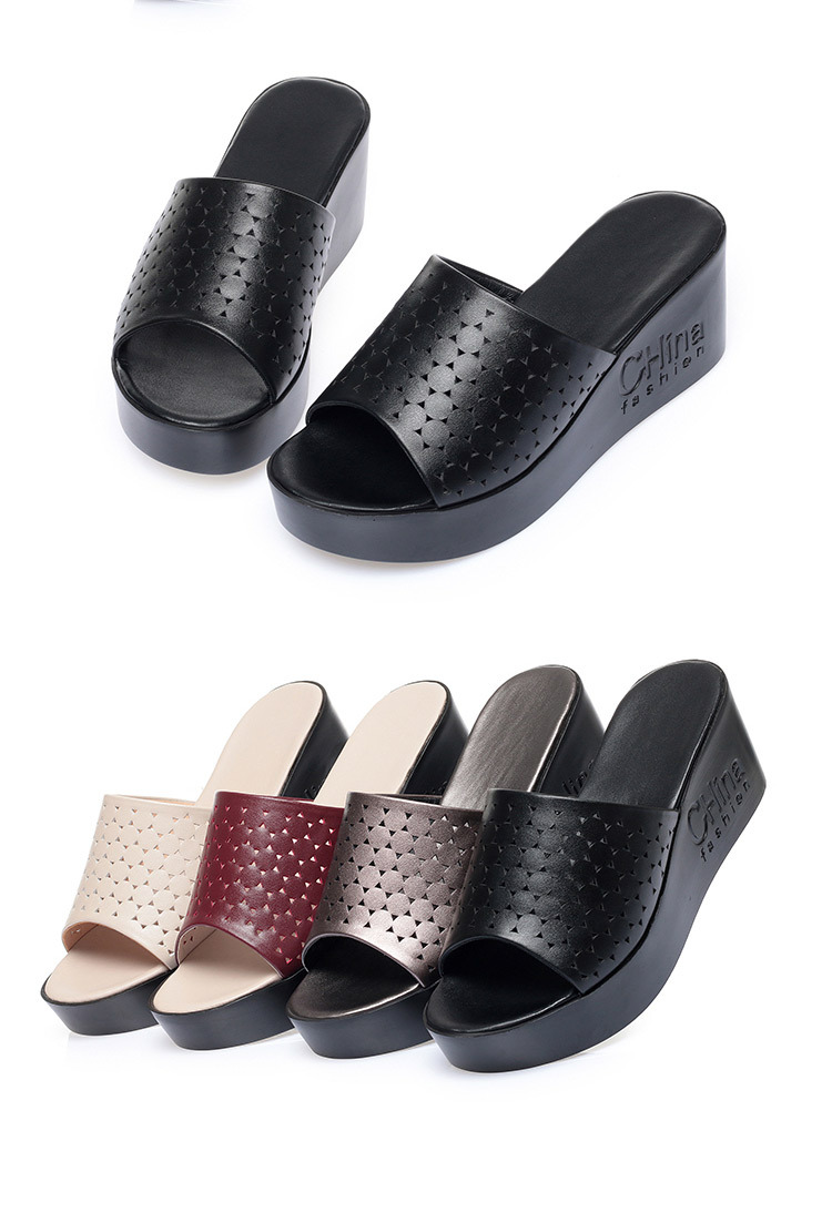 Dép lê đế xuồng nữ đế dày mềm mại, gót cao khoảng 5–7 cm, phong cách mùa hè — Đỏ rượu chi tiết 16