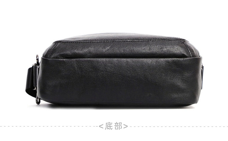 Túi đeo chéo nam da bò lớp đầu, túi đeo vai nhỏ đựng máy tính bảng 8 inch — Màu đen chi tiết 12