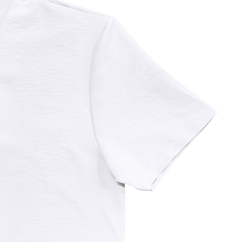 Camicia in lino da uomo con collo alla coreana e bottoni_voghion.com