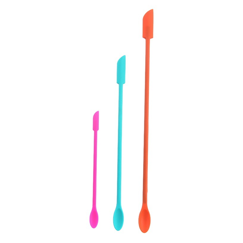 Juego de Espátulas de Silicona Mini Set de 3 De Doble Cabeza para Cosméticos y Salsas
