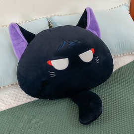 卡通原神周边散兵公仔猫黑猫玩偶靠垫靠枕毛绒玩具学生礼物