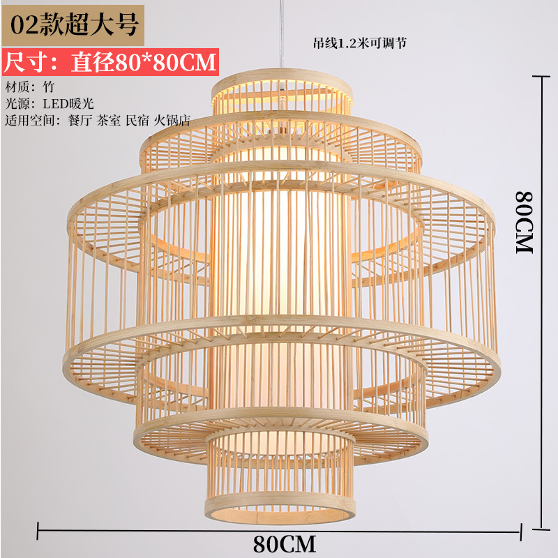Nuevo estilo chino lámpara de bambú de estilo japonés lámpara de bambú restaurante Zen lámpara de una sola cabeza sala de té B & B olla caliente restaurante araña