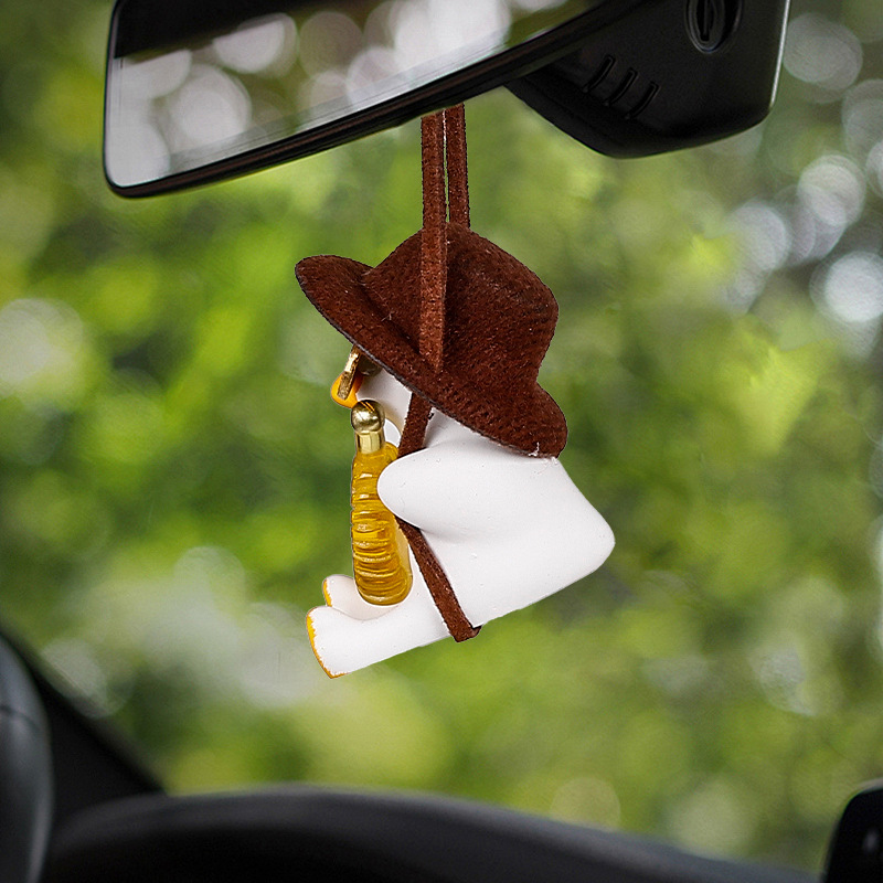 Swing Duck Pink Hat Duck Car Interior Pendant for Women, Popular Car Hanging Decoration for Rearview Mirror