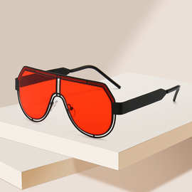 时尚欧美范金属连体大框太阳镜G家个性男女墨镜 彩色跨境主播眼镜